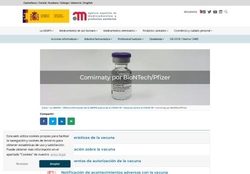 Info oficial vacuna Pfizer-Biontec en español