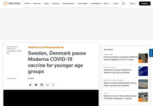Sweden, Denmark pause Moderna COVID-19 vaccine for younger age groups | Reuters