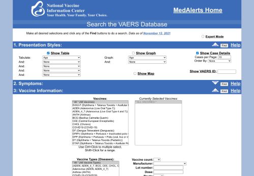 Search VAERS Database