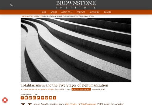 Totalitarianism and the Five Stages of Dehumanization ⋆ Brownstone Institute