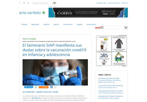 El Seminario SIAP manifiesta sus dudas sobre la vacunación covid19 en infancia y adolescencia