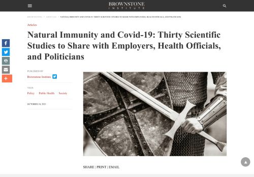 Natural Immunity and Covid-19: Thirty Scientific Studies to Share with Employers, Health Officials, and Politicians ⋆ Brownstone Institute