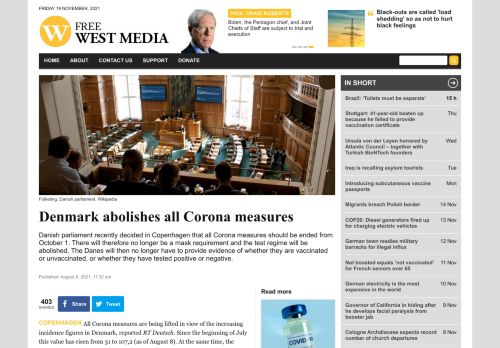   Denmark abolishes all Corona measures