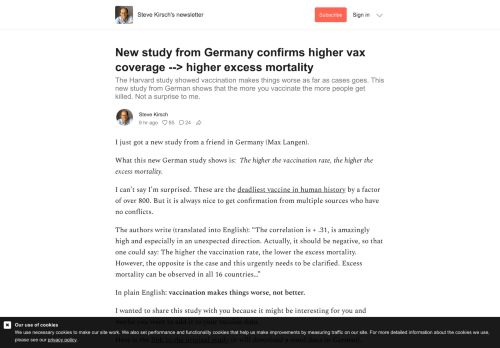 New study from Germany confirms higher vax coverage --> higher excess mortality - by Steve Kirsch - Steve Kirsch's newsletter