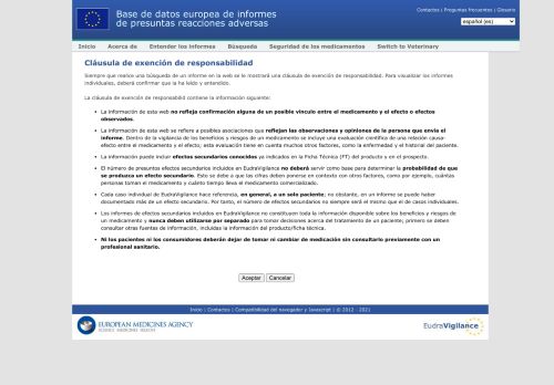 Eudravigilance - pagina oficial de reporte de efectos adversos a medicamentos