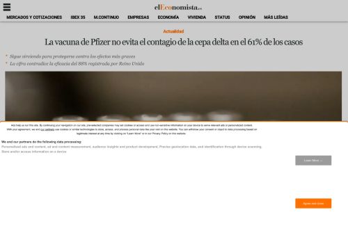 La vacuna de Pfizer no evita el contagio de la cepa delta en el 61% de los casos - elEconomista.es