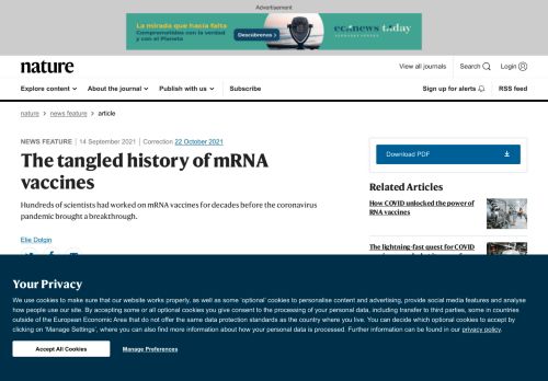 The tangled history of mRNA vaccines